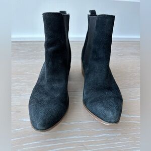 Topshop Black Nubuck Chelsea Boots with Block Heel